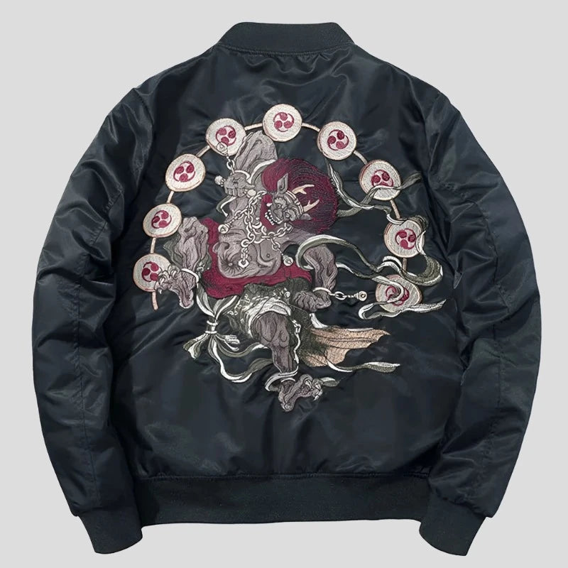 Men's Japanese Embroidery MA1 Jacket Streetwear Hip Hop - true-deals-club