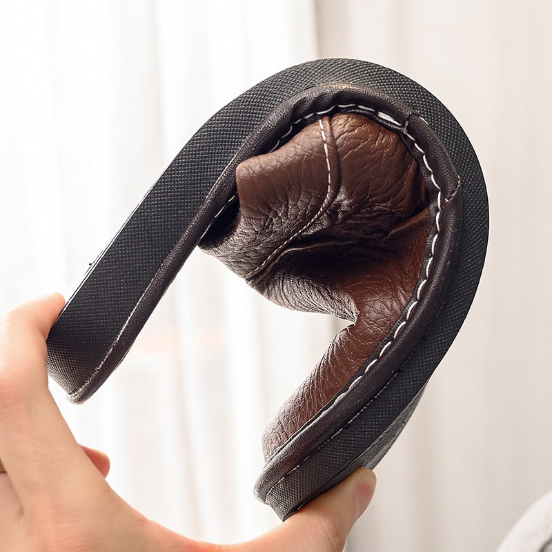 Unisex Indoor Split Leather Slippers - true-deals-club