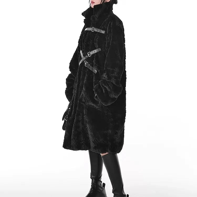 Punk Style Winter Women's Long Faux Fur Thick Jacket - true-deals-club