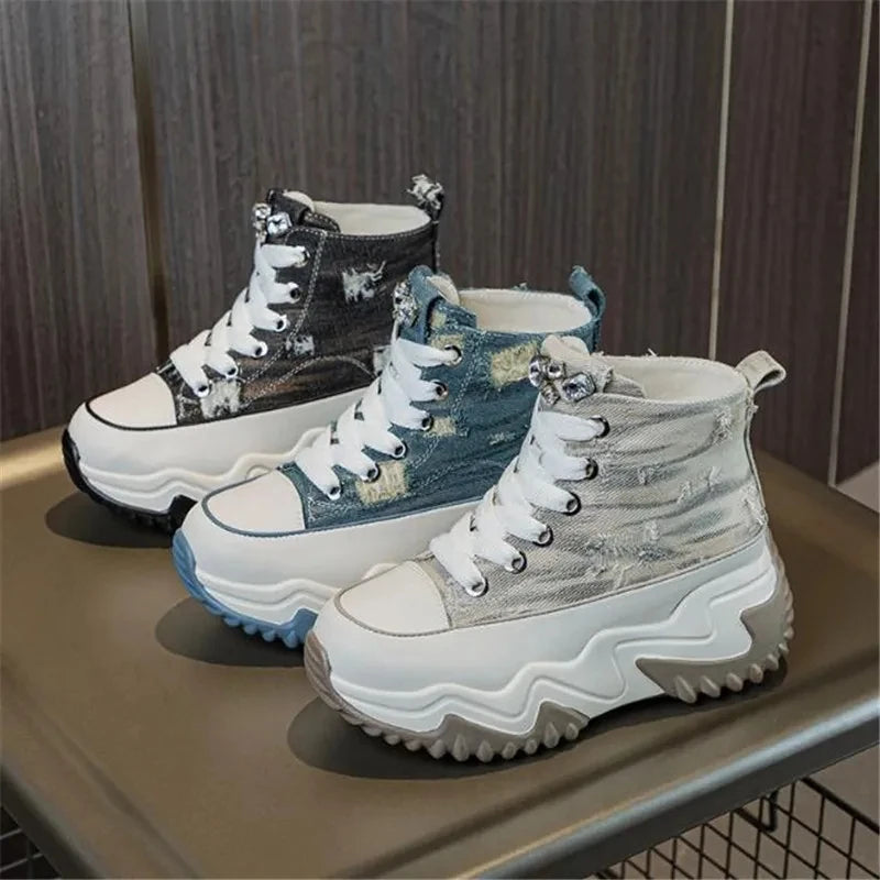 7cm Platform Fashion Ladies Sneakers - true-deals-club
