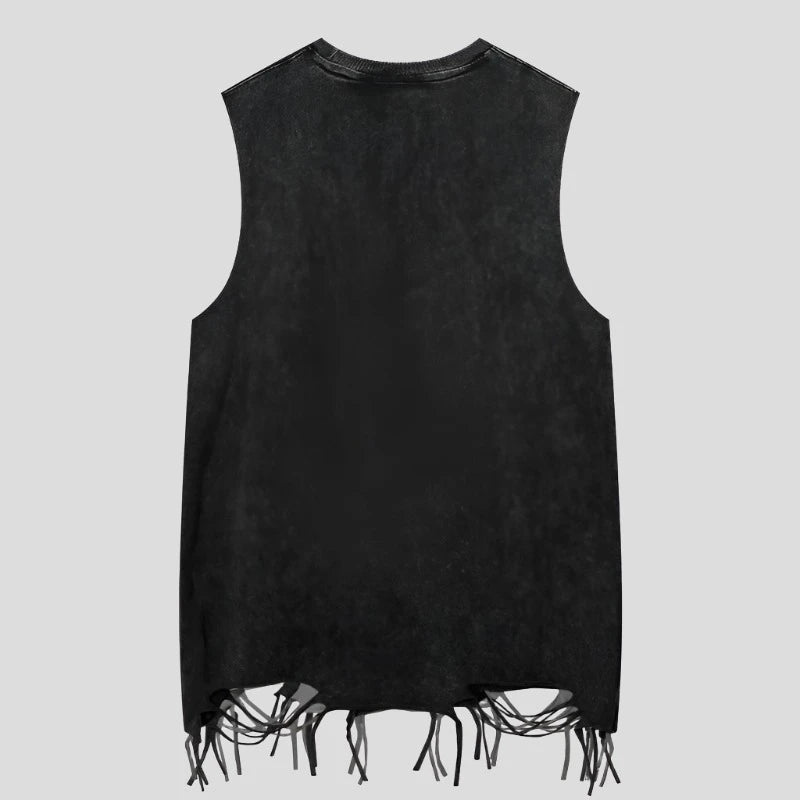 Eternal Shadows Oversized Vintage Sleeveless Tee: Gothic Punk with a Distresses Twits - true-deals-club