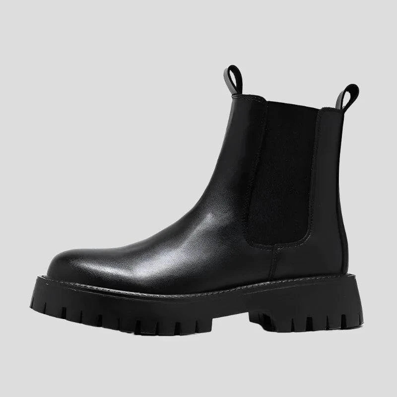 British Style Platform Chelsea Boots for Men Microfiber Leather - true-deals-club