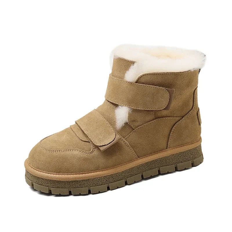 Women's Genuine Leather Winter Snow Boots with Wool - true-deals-club