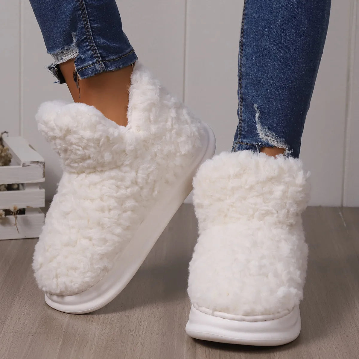 Platform Winter Fur Slippers for Women - Indoor/Outdoor - true-deals-club