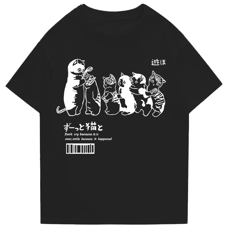 Cat Shower Print Unisex Cotton T-Shirt - true-deals-club