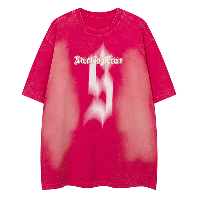 Smoking Time Distressed Short Sleeve Unisex Oversized T-Shirt - true-deals-club