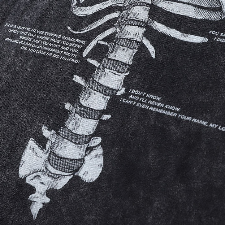 Men's Skeleton Skull Printed Distressed Oversize T-shirts - true-deals-club