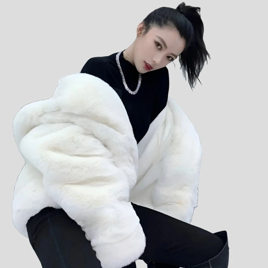 Women's Faux Fur Fluffy Hooded Winter Jacket - true-deals-club