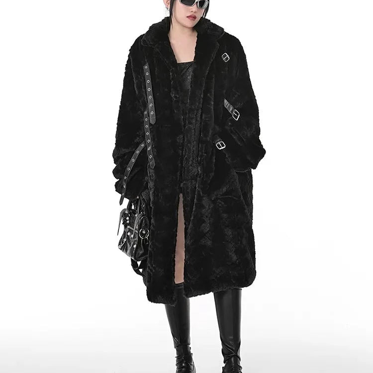 Punk Style Winter Women's Long Faux Fur Thick Jacket - true-deals-club