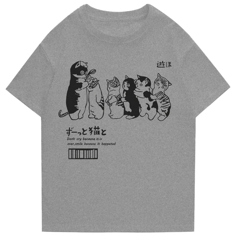 Cat Shower Print Unisex Cotton T-Shirt - true-deals-club
