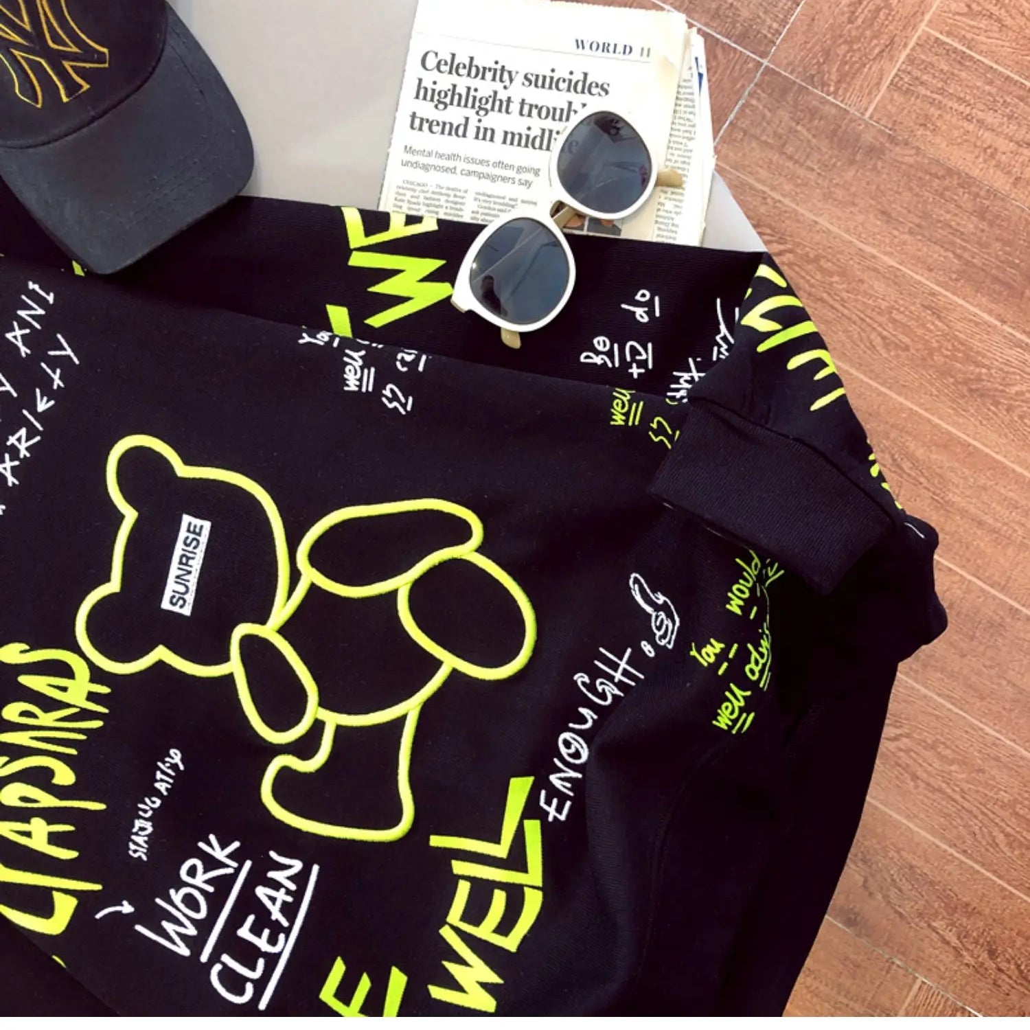 Teen Girls' Thin Sweatshirt with Bear Embroidery - true-deals-club