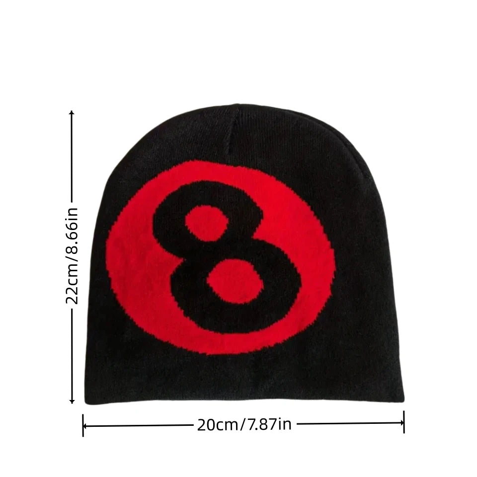 Hip Hop Knitted Beanie Cap: 8 Ball Y2K Skull Hat - true-deals-club