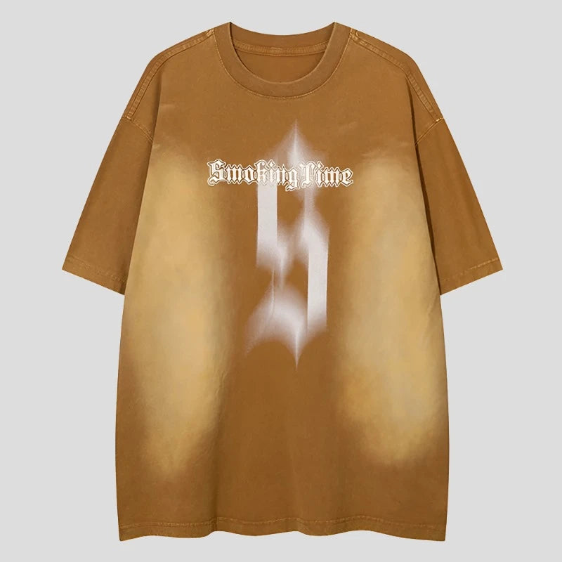 Smoking Time Distressed Short Sleeve Unisex Oversized T-Shirt - true-deals-club