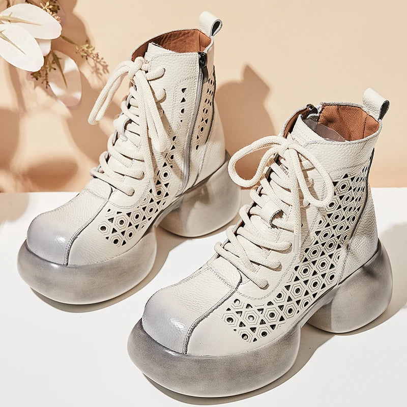 Platform Genuine Leather Ankle Boots for Women - true-deals-club