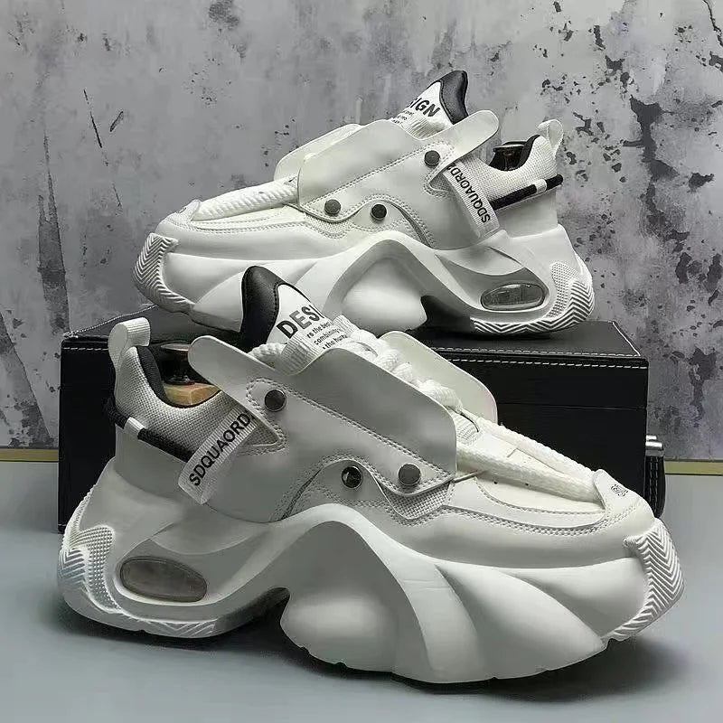 Microfiber Leather Upper Increased Internal Platform Sneakers for Men - true-deals-club