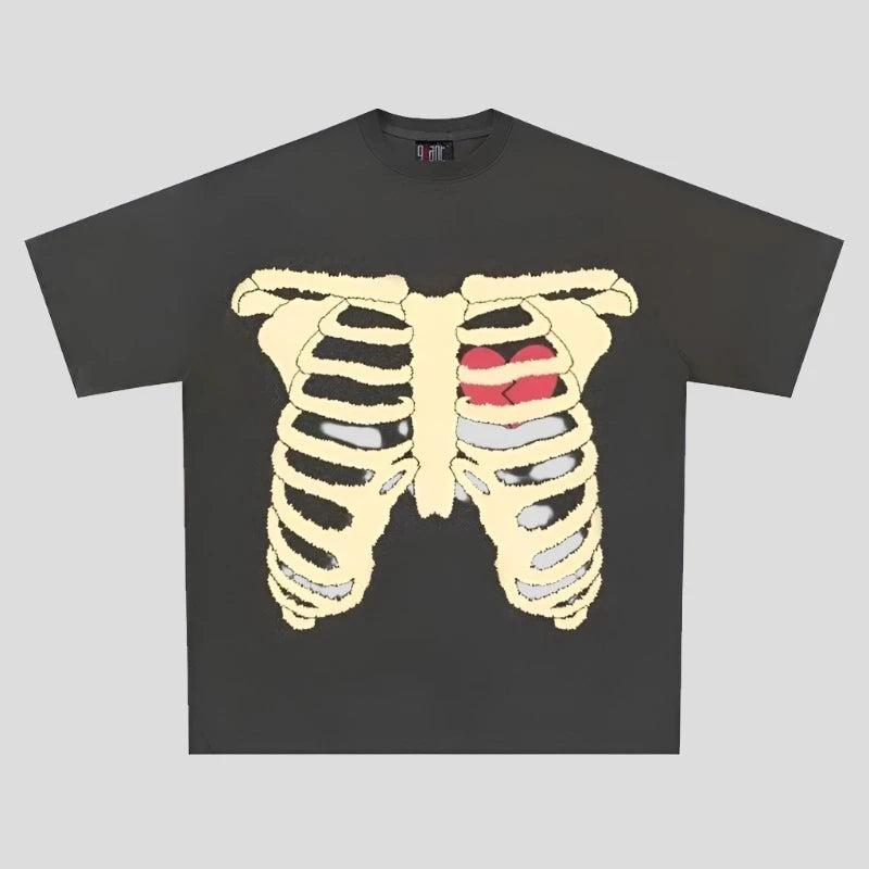 Cotton Skeleton Print Oversized T-Shirt: Streetwear Statement - true-deals-club