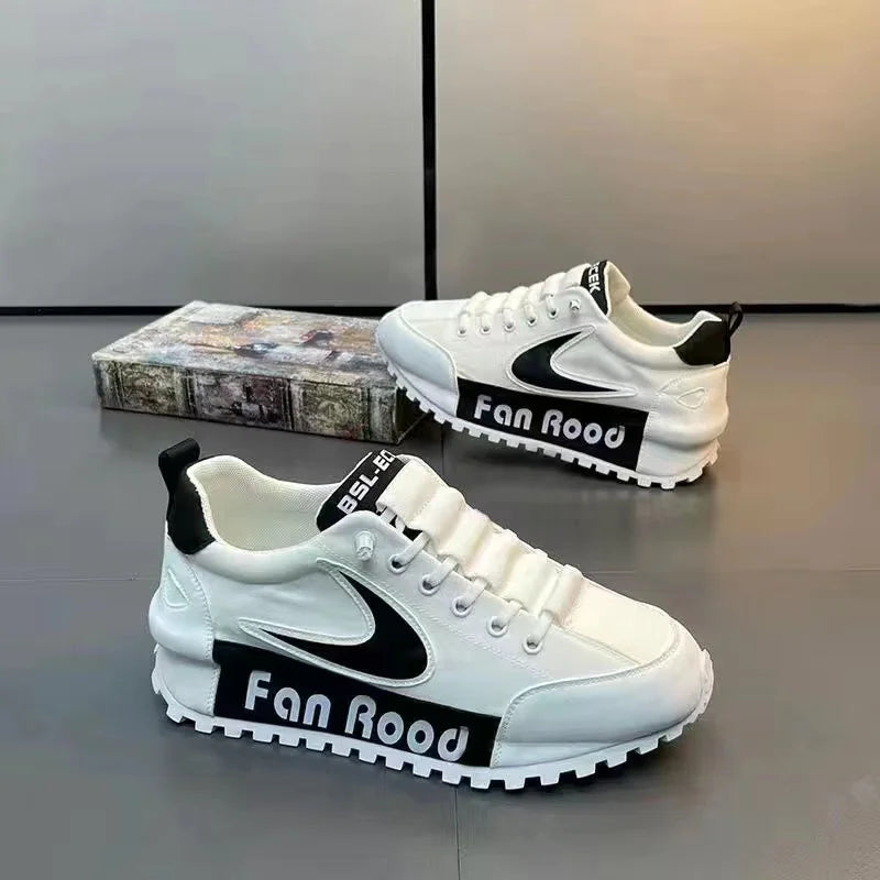 Fan Rood Platform Sneakers: Leather & Mesh for Men - true-deals-club