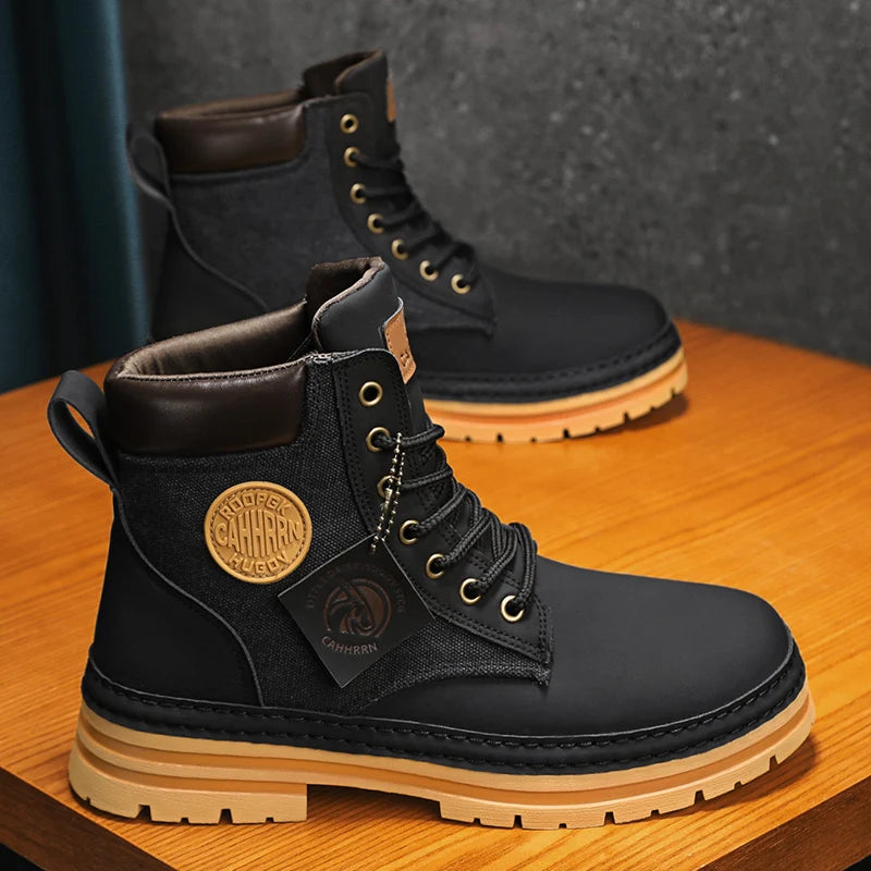 Winter Leather Work Boots: Casual Luxury for Men - true-deals-club