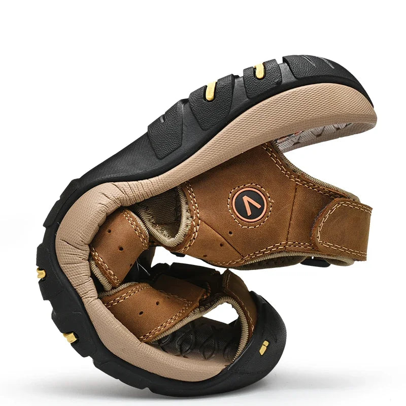 Leather Outdoor Men's Sandals: Toe Anti-Collision - true-deals-club