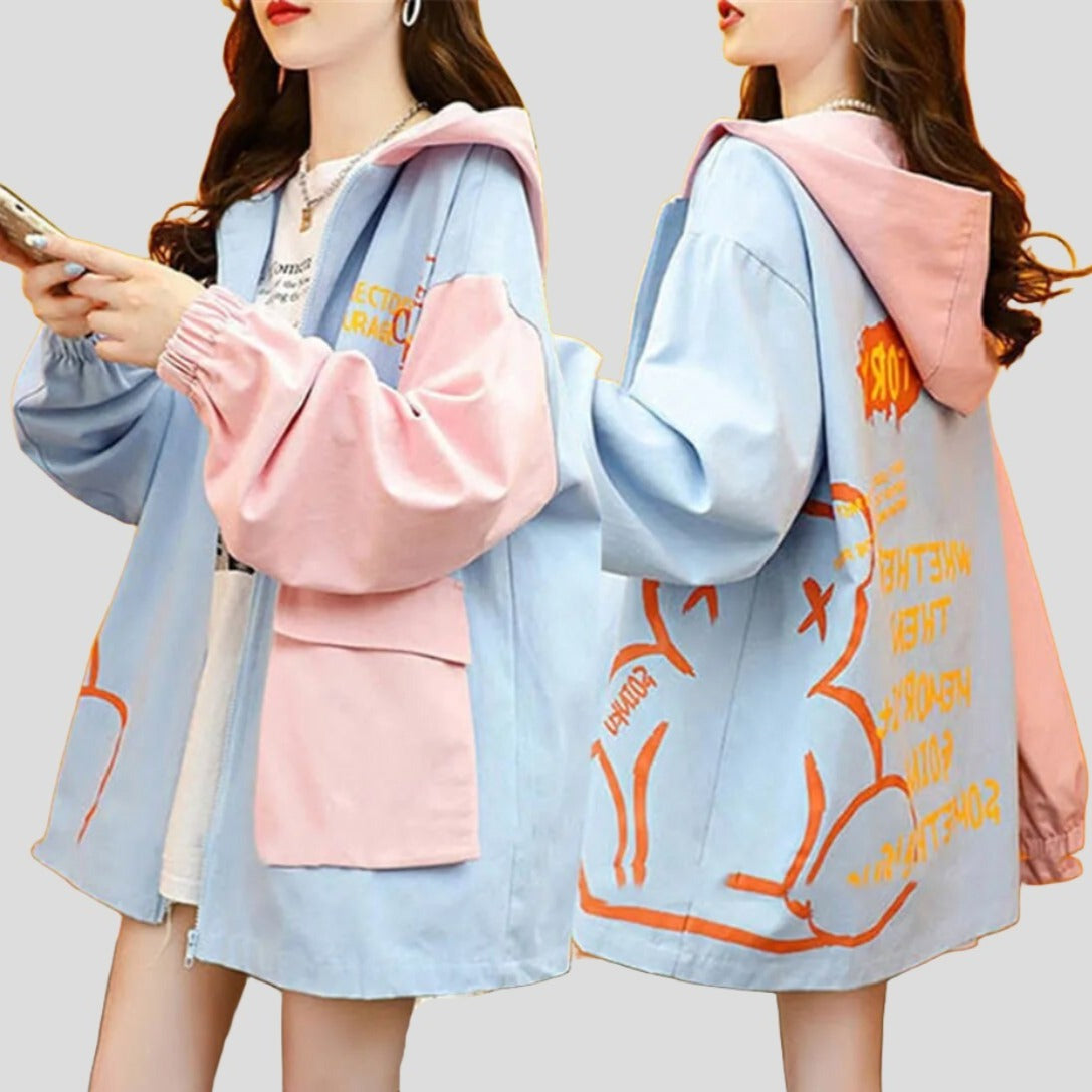 Bear K-pop Hooded Zip-Up Jacket: Women's Streetwear - true-deals-club