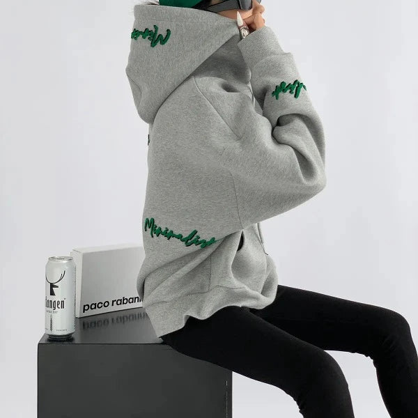Fleece Letter Embroidery Unisex Hooded Sweatshirts - true-deals-club