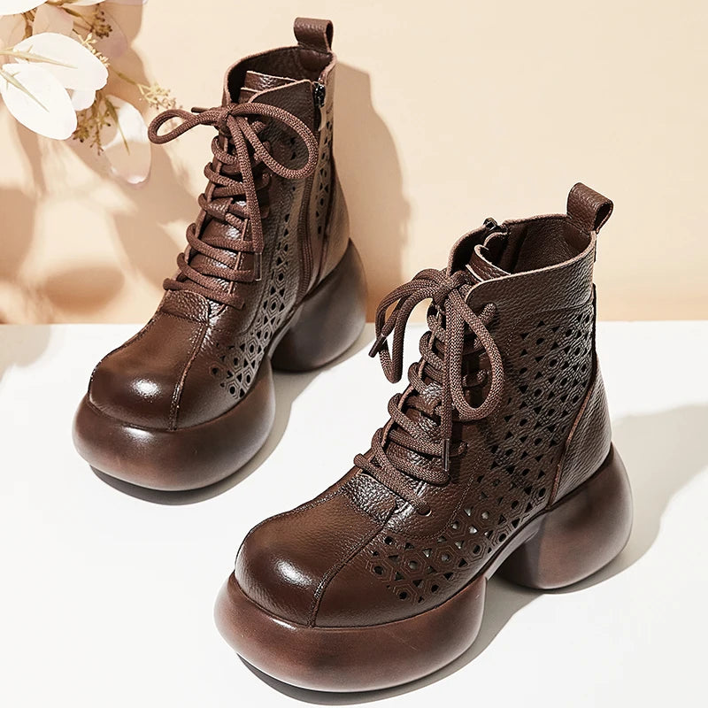 Platform Genuine Leather Ankle Boots for Women - true-deals-club