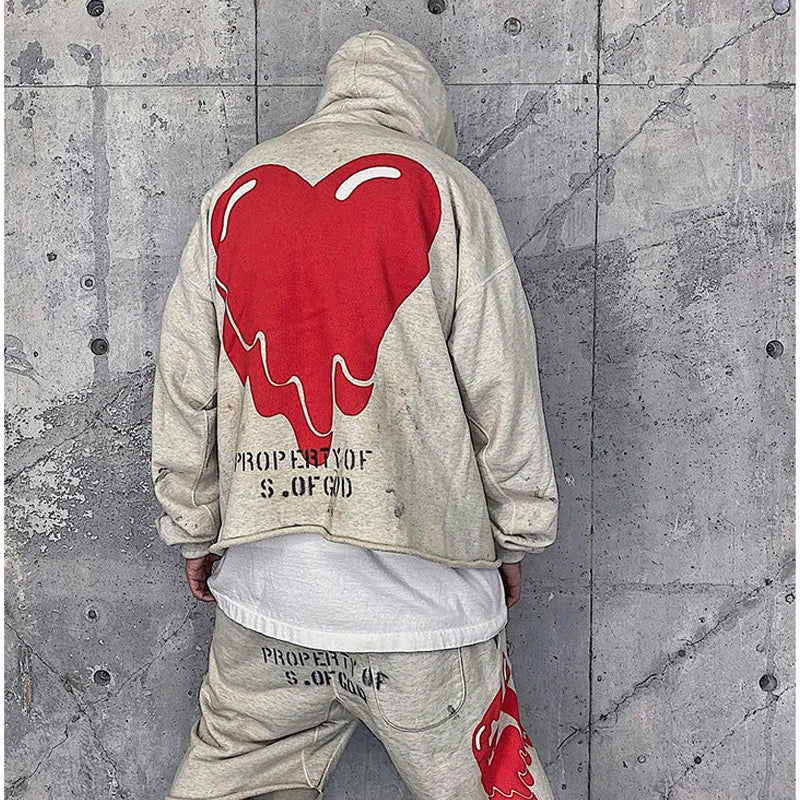 Melting Love Pattern Unisex Hoodie - Graffiti Damaged - true-deals-club