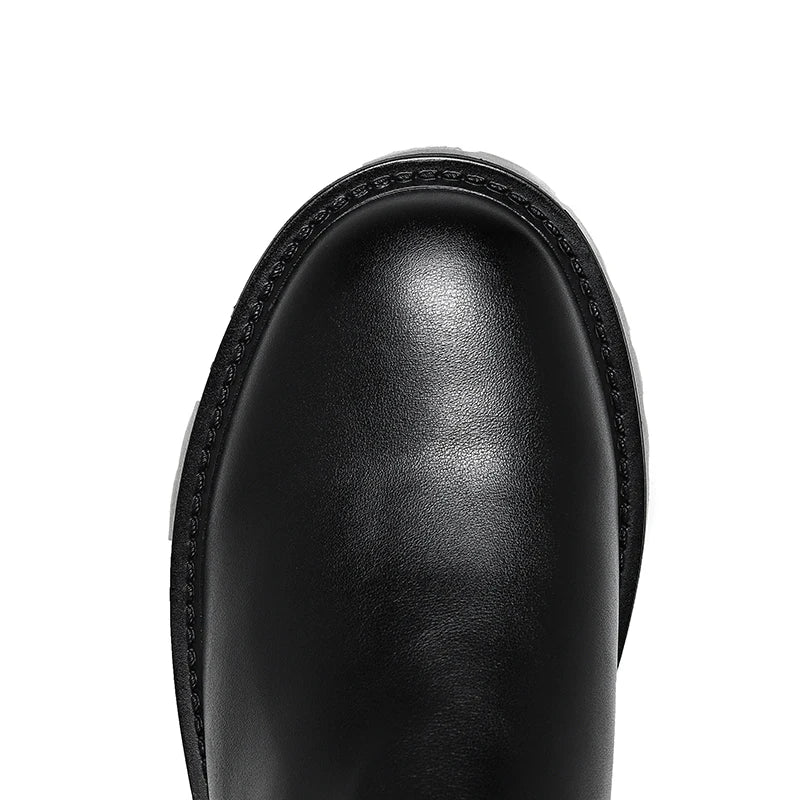 British Style Platform Chelsea Boots for Men Microfiber Leather - true-deals-club