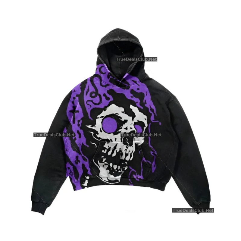 Skull Print Hoodie American Style Oversized Harajuku Streetwear - true-deals-club