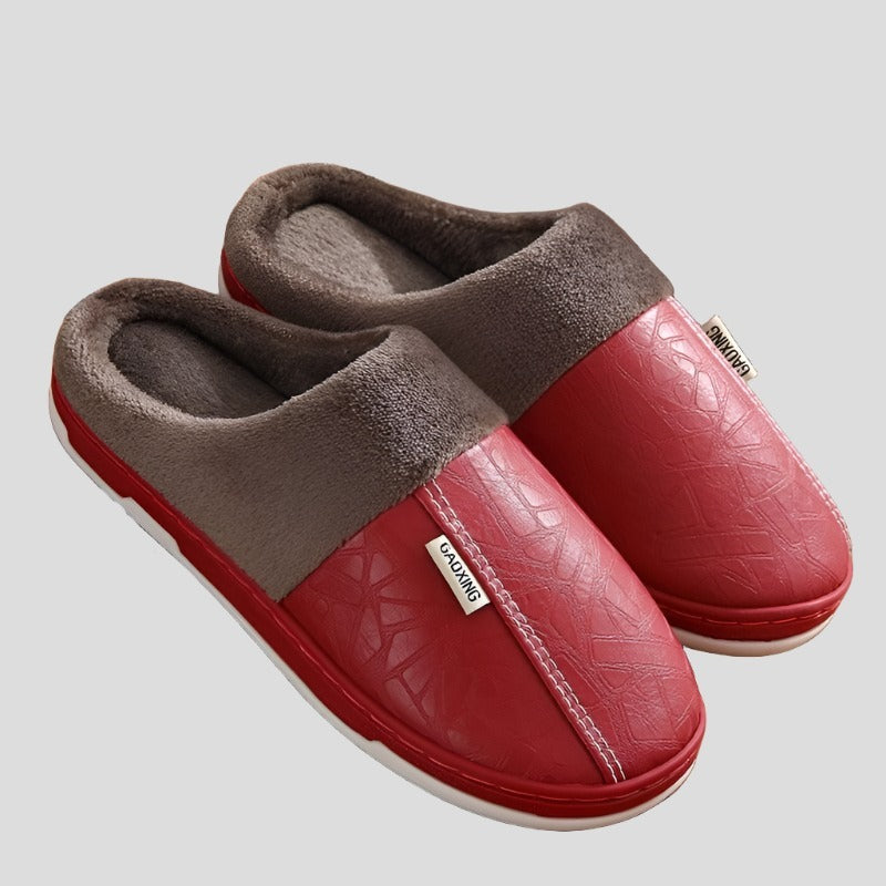 Unisex Elegant Leather Winter Slippers - true-deals-club