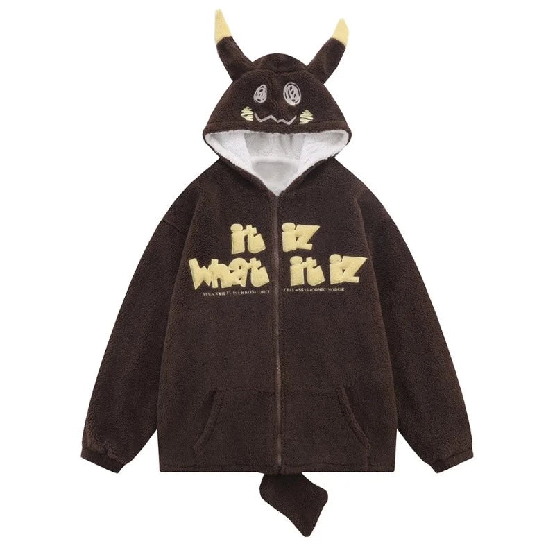 Hoodie Jacket Horn Tail Fleece Coats - true-deals-club