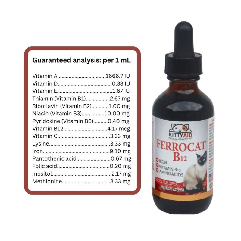 Ferrocat B12 - Liquid Iron Nutritional Supplement for Cats, 60 ml - true-deals-club