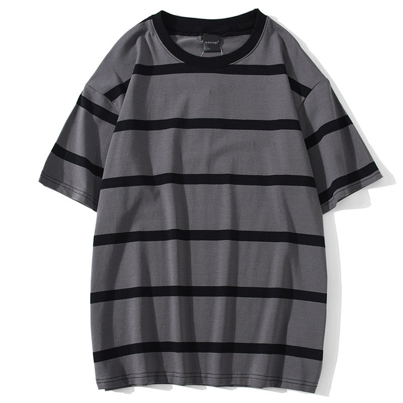Striped Streetwear All-Match T-shirts for Men - True-Deals-Club