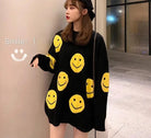 Casual Loose Knitted Women's Smile Face Sweaters - true-deals-club