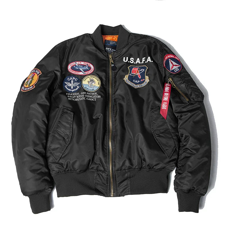 Top Gun Bomber Jacket - Vintage Pilot Embroidery Jacket - true deals club