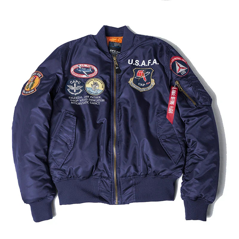 Top Gun Bomber Jacket - Vintage Pilot Embroidery Jacket - true deals club