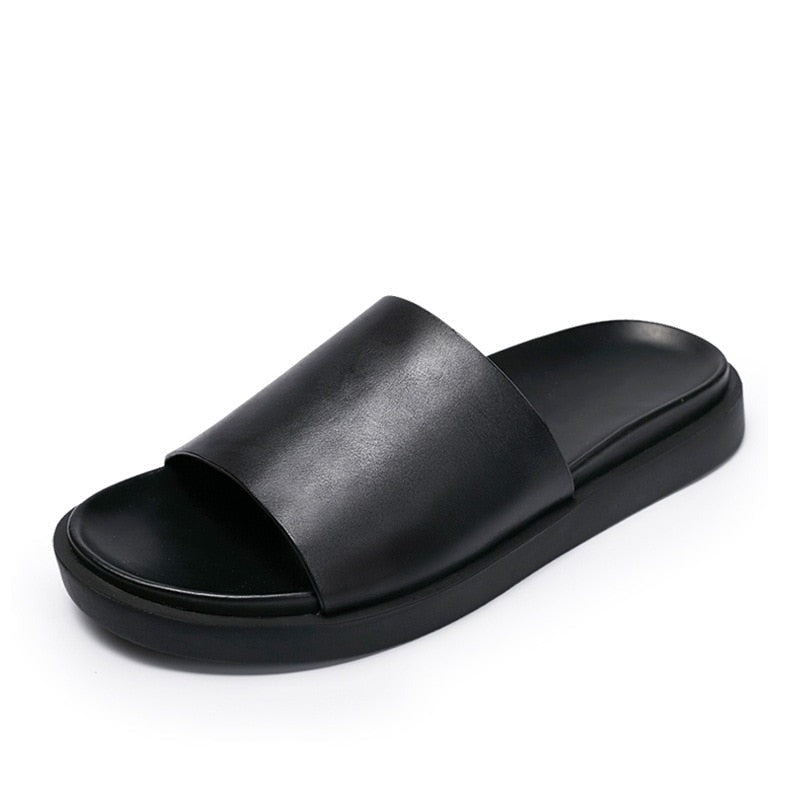 Men's Elegant Leather Slides - True-Deals-Club