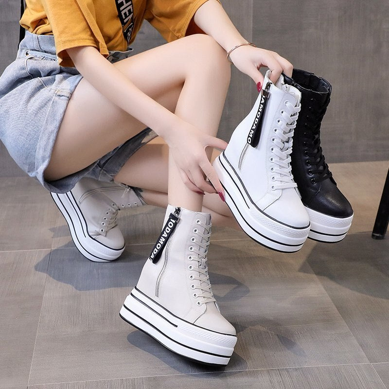 Moda Women's Zip Platform Ankle Boots - true-deals-club