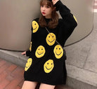 Casual Loose Knitted Women's Smile Face Sweaters - True-Deals-Club