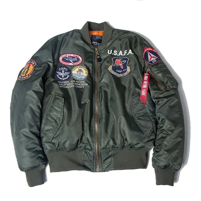 Top Gun Bomber Jacket - Vintage Pilot Embroidery Jacket - true deals club