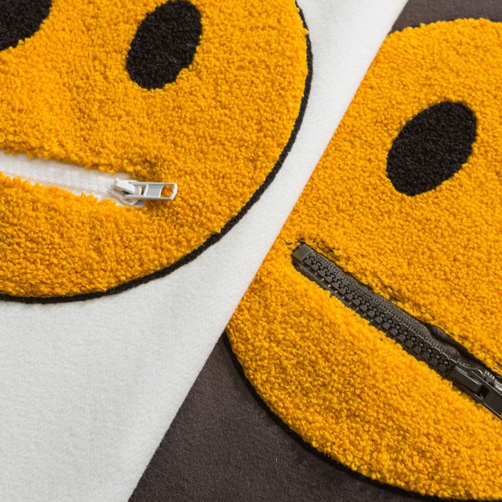 Unisex Zipper Pocket Smile Face Hoodies - true-deals-club