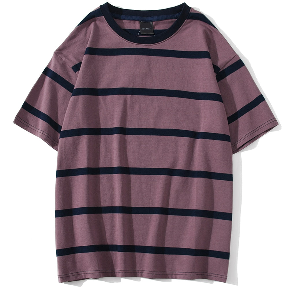 Men's Striped Streetwear All-Match T-shirts - true-deals-club