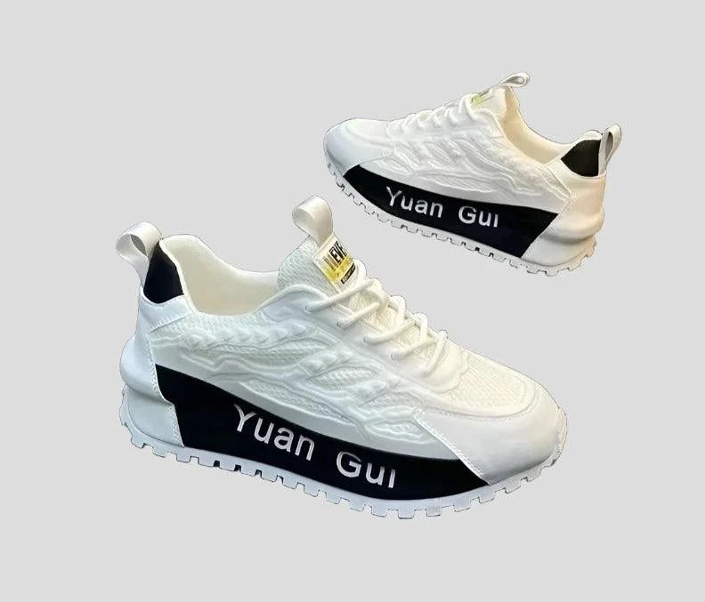 Men's Yuan Gui Platform Sneakers: Breathable Leather & Mesh Closed Trainer - true-deals-club