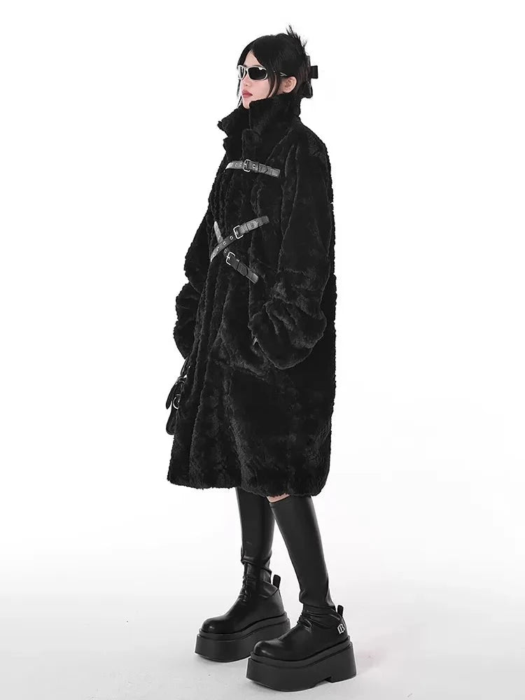 long black faux fur coat - true-deals-club