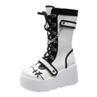 Platform Wedge Women's Punk Boots Black and White Gothic Style