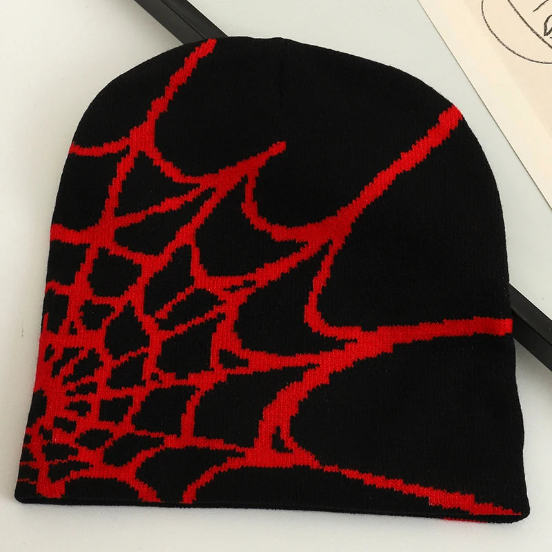 Goth Spider Web Beanies: Y2K Knitted Cap - true-deals-club