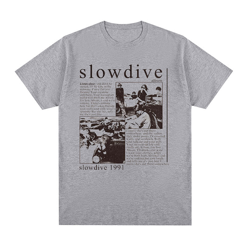 Unisex Vintage 1991 Slow Dive Alison Print T-shirts - true-deals-club