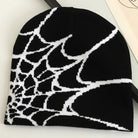 Goth Spider Web Jacquard Beanie - true-deals-club