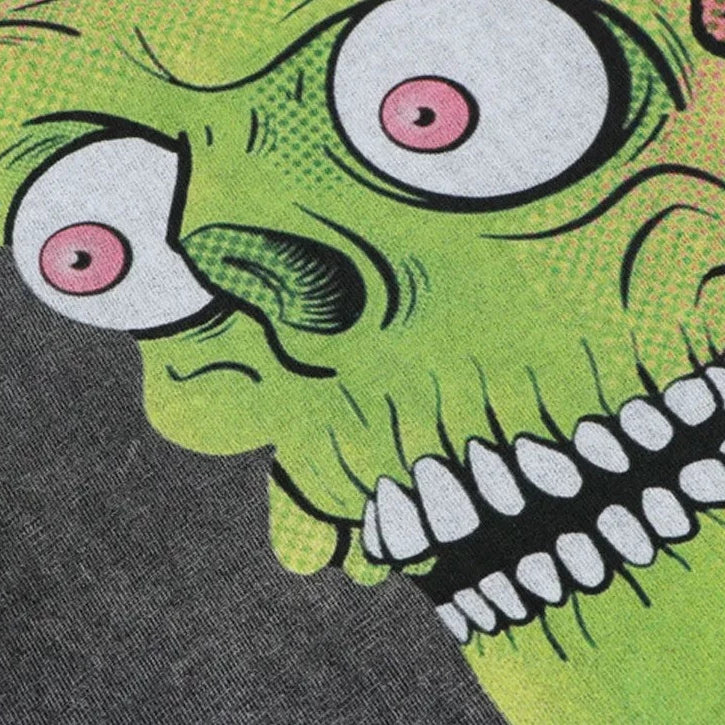 Zombie Skull Print Streetwear Men's Vintage Washed Loose Tee - true-deals-club