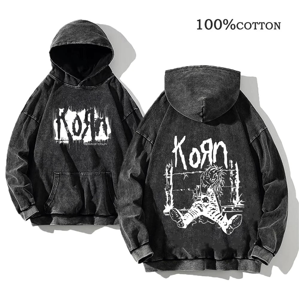 Korn Rock Band World Tour Hoodie | Vintage Washed Cotton Pullover